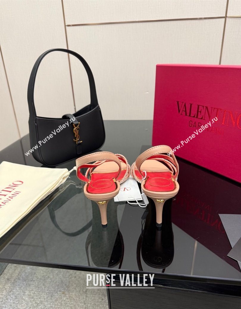 Valentino Calfskin Leather Heel Sandals 5.5cm with Strass Nude 2025 VLTN121601 (MD-251216012)