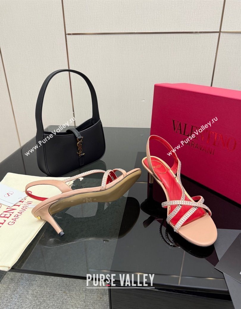Valentino Calfskin Leather Heel Sandals 5.5cm with Strass Nude 2025 VLTN121601 (MD-251216012)