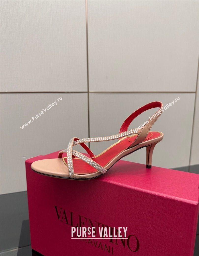 Valentino Calfskin Leather Heel Sandals 5.5cm with Strass Nude 2025 VLTN121601 (MD-251216012)