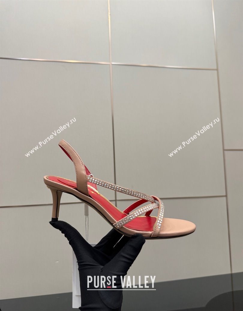 Valentino Calfskin Leather Heel Sandals 5.5cm with Strass Nude 2025 VLTN121601 (MD-251216012)