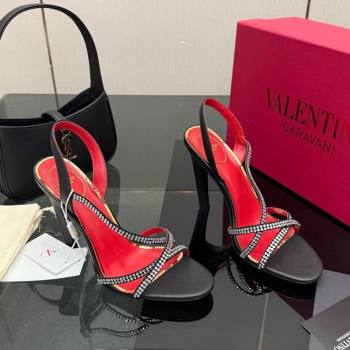 Valentino Calfskin Leather Heel Sandals 10.5cm with Strass Black 2025 VLTN121601 (MD-251216009)
