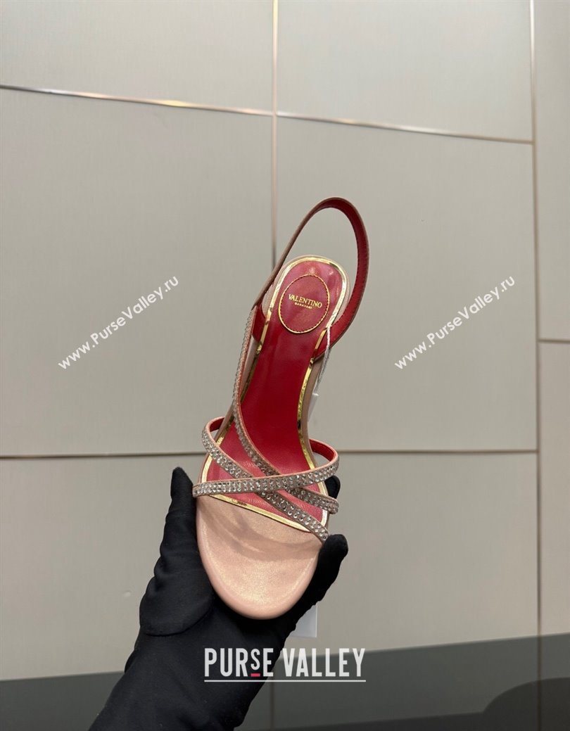 Valentino Calfskin Leather Heel Sandals 5.5cm with Strass Nude 2025 VLTN121601 (MD-251216012)