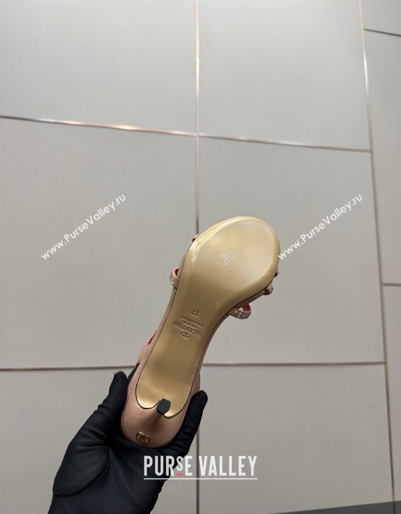 Valentino Calfskin Leather Heel Sandals 5.5cm with Strass Nude 2025 VLTN121601 (MD-251216012)