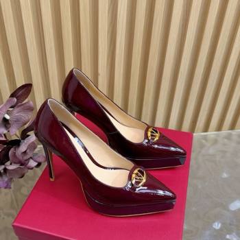Valentino The Bold Edition VLogo Platform Pumps 11.8cm in Patent Leather Dark Burgundy 2025 VLTN121602 (MD-251216013)