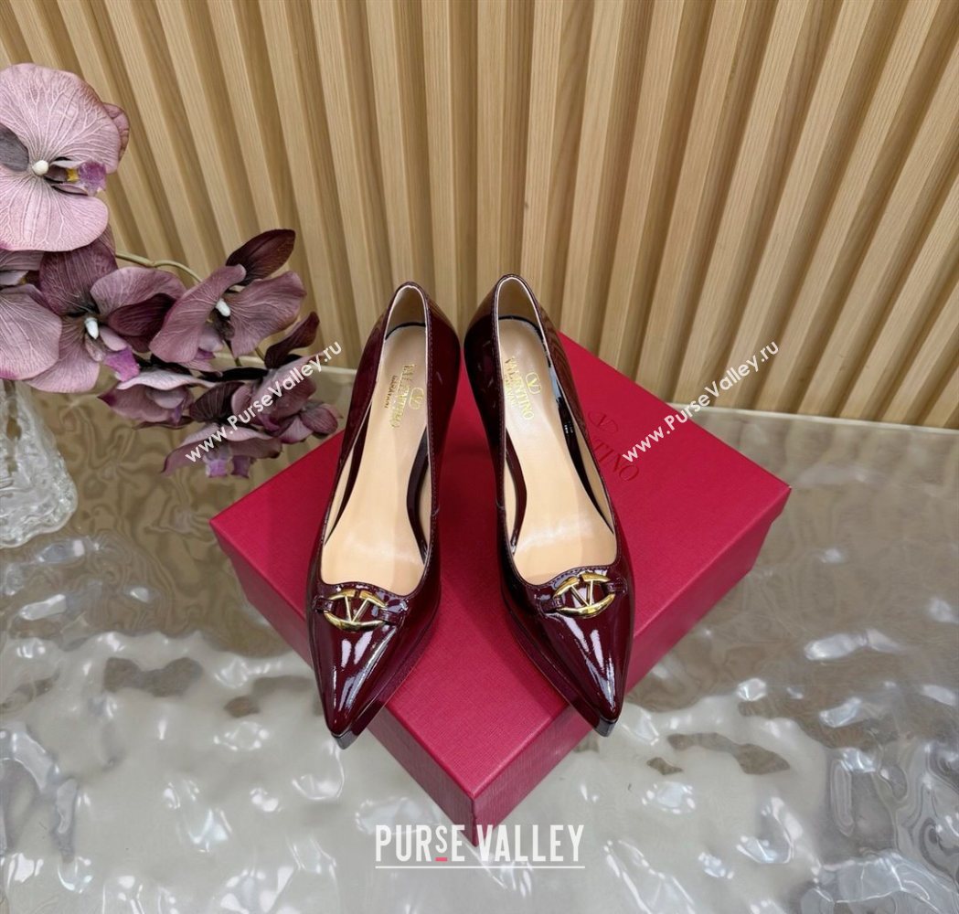 Valentino The Bold Edition VLogo Platform Pumps 11.8cm in Patent Leather Dark Burgundy 2025 VLTN121602 (MD-251216013)