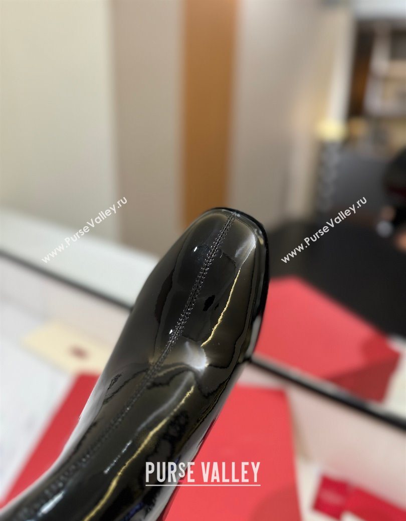 Valentino VLogo Type Heel Ankle Boots 5cm in Glazed Patent Leather Black 2025 VLTN121606 (MD-251216052)