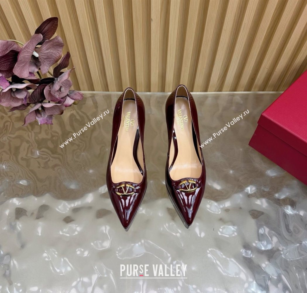 Valentino The Bold Edition VLogo Platform Pumps 11.8cm in Patent Leather Dark Burgundy 2025 VLTN121602 (MD-251216013)