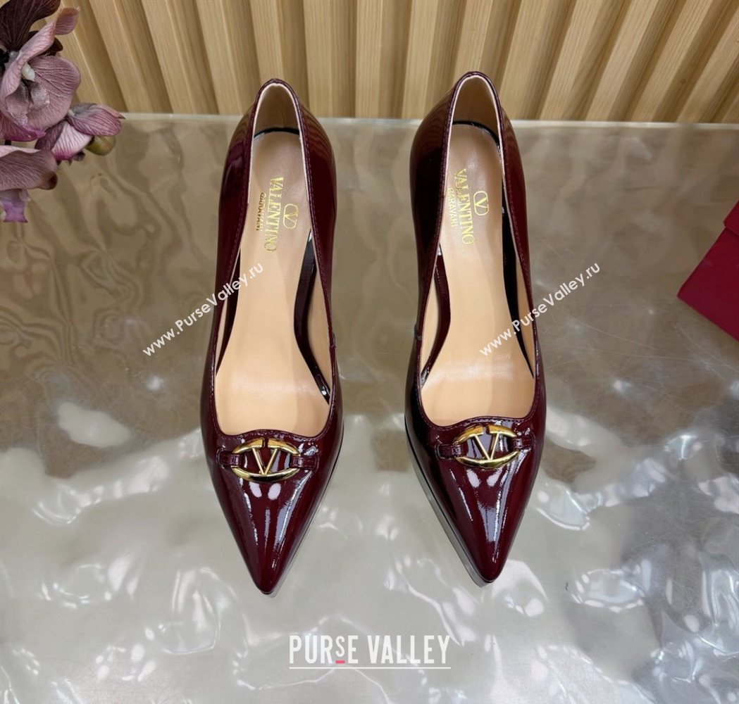 Valentino The Bold Edition VLogo Platform Pumps 11.8cm in Patent Leather Dark Burgundy 2025 VLTN121602 (MD-251216013)