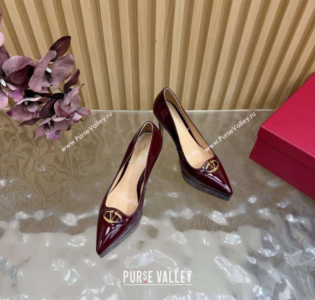 Valentino The Bold Edition VLogo Platform Pumps 11.8cm in Patent Leather Dark Burgundy 2025 VLTN121602 (MD-251216013)