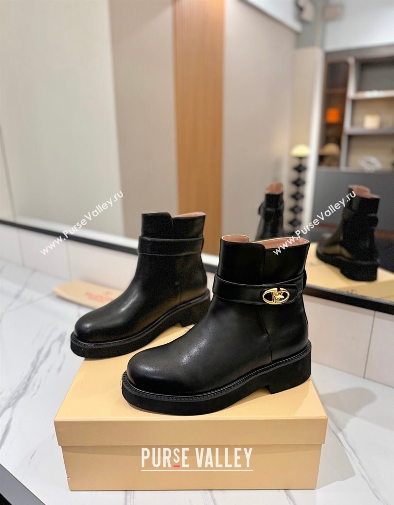Valentino VLogo Locker Heel Ankle Boots 4cm in Calfskin Leather Black 2025 VLTN121608 (MD-251216058)