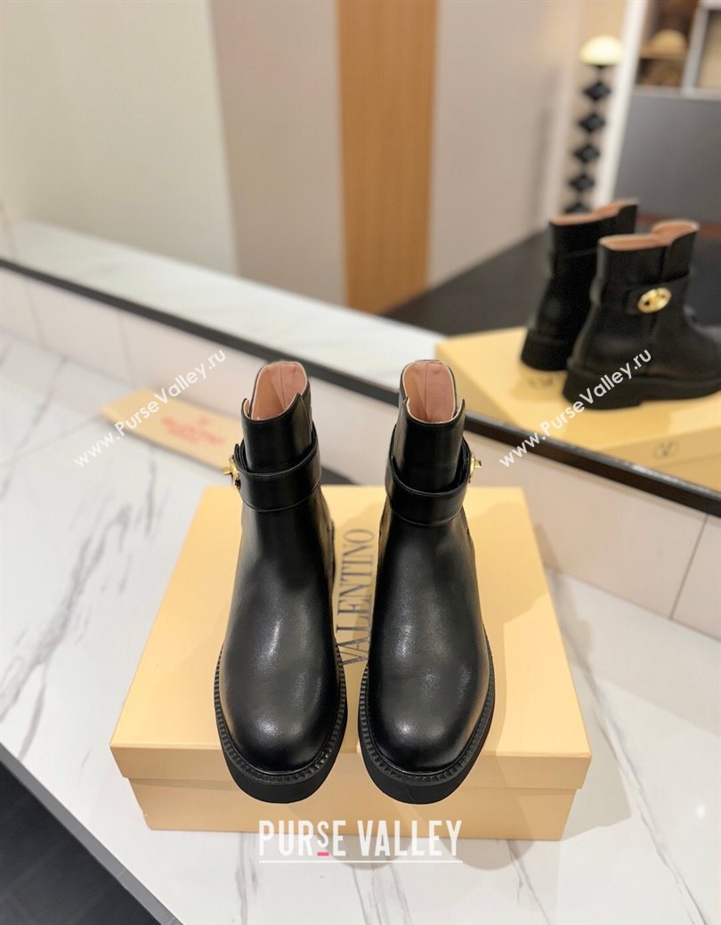 Valentino VLogo Locker Heel Ankle Boots 4cm in Calfskin Leather Black 2025 VLTN121608 (MD-251216058)