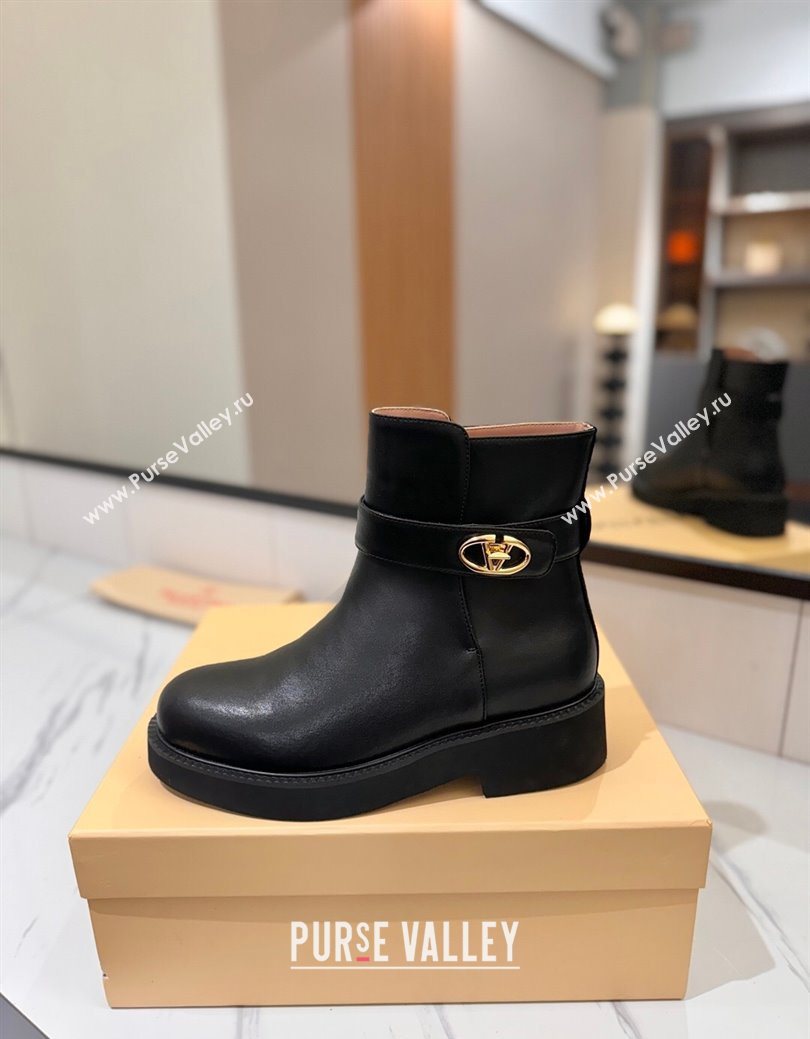 Valentino VLogo Locker Heel Ankle Boots 4cm in Calfskin Leather Black 2025 VLTN121608 (MD-251216058)