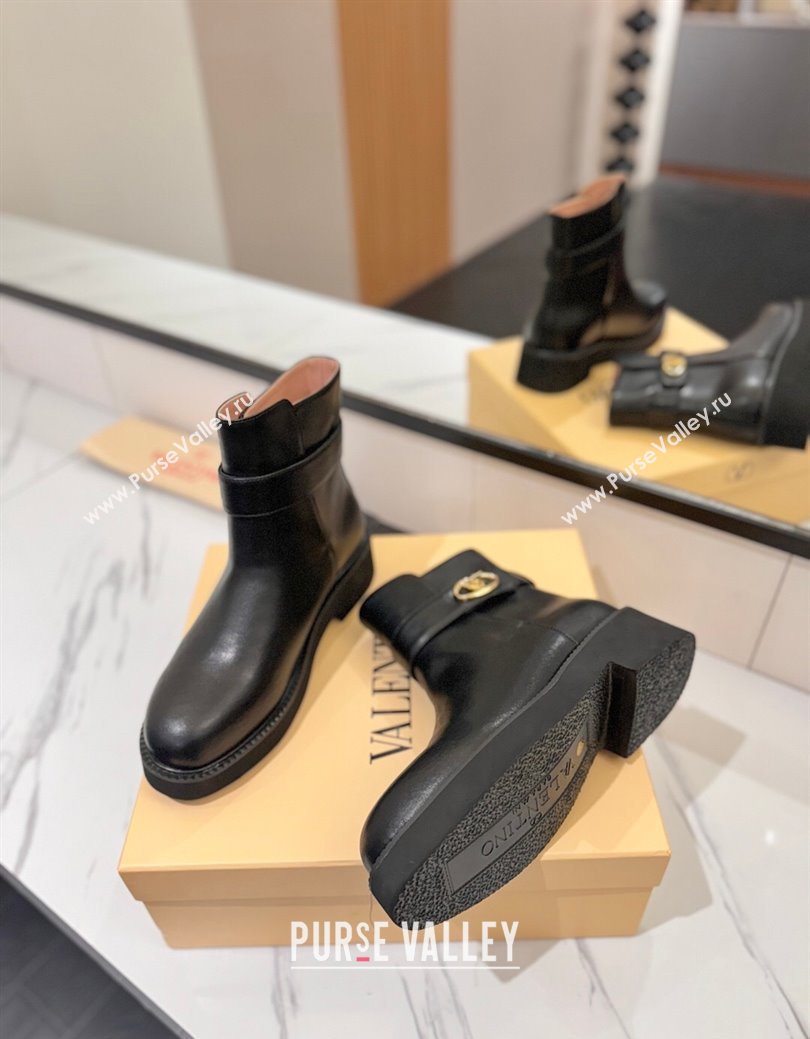 Valentino VLogo Locker Heel Ankle Boots 4cm in Calfskin Leather Black 2025 VLTN121608 (MD-251216058)