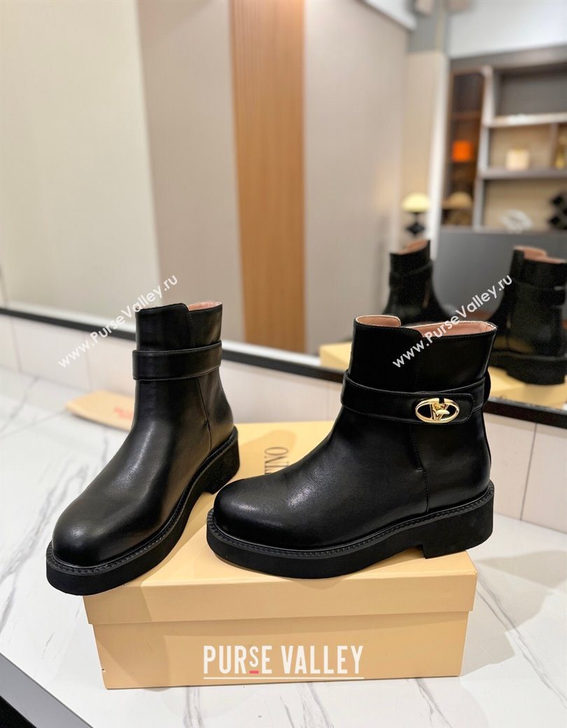 Valentino VLogo Locker Heel Ankle Boots 4cm in Calfskin Leather Black 2025 VLTN121608 (MD-251216058)