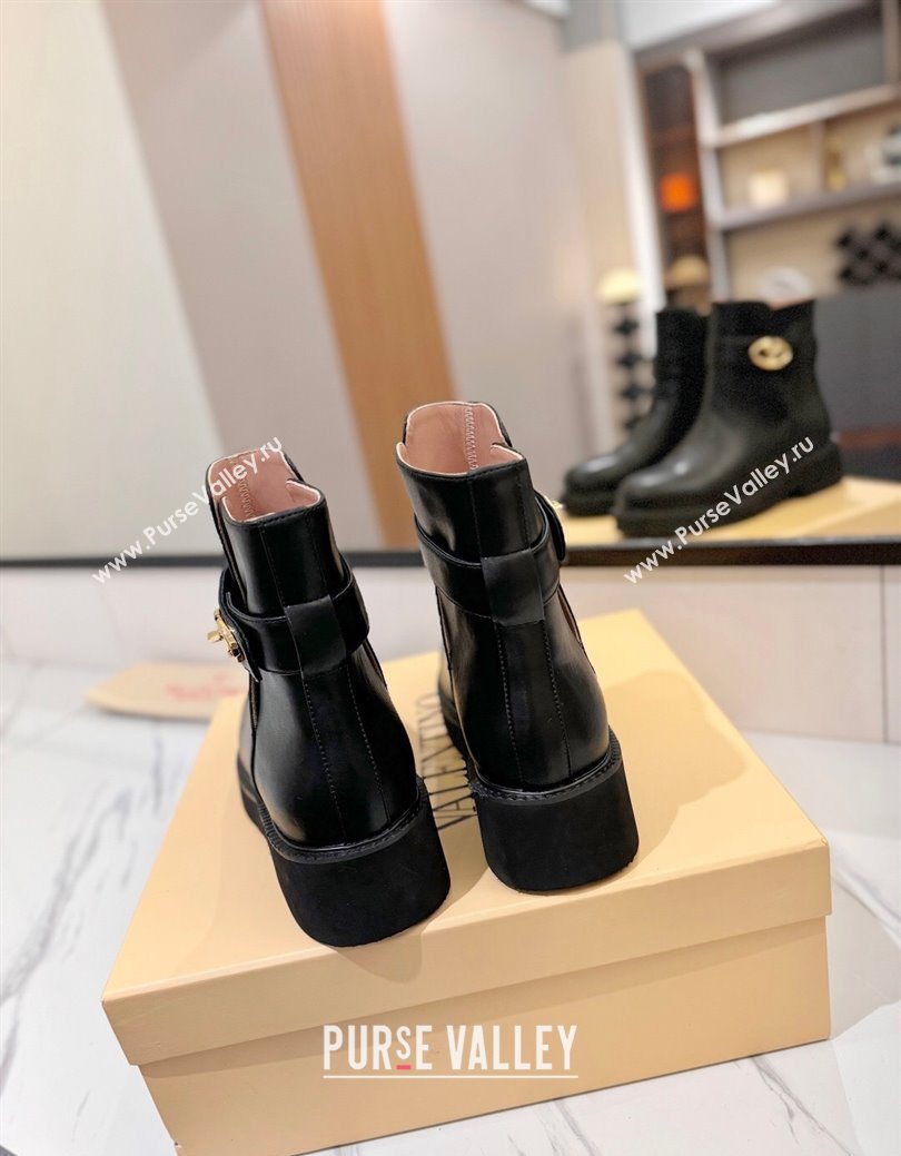 Valentino VLogo Locker Heel Ankle Boots 4cm in Calfskin Leather Black 2025 VLTN121608 (MD-251216058)
