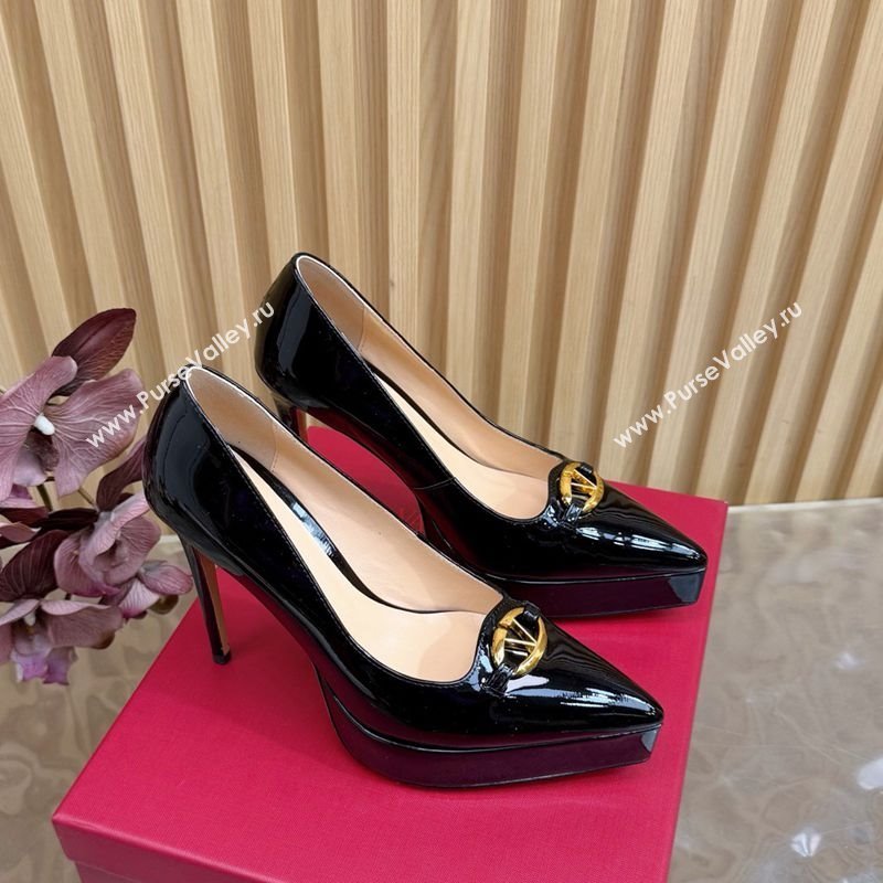 Valentino The Bold Edition VLogo Platform Pumps 11.8cm in Patent Leather Black 2025 VLTN121602 (MD-251216014)
