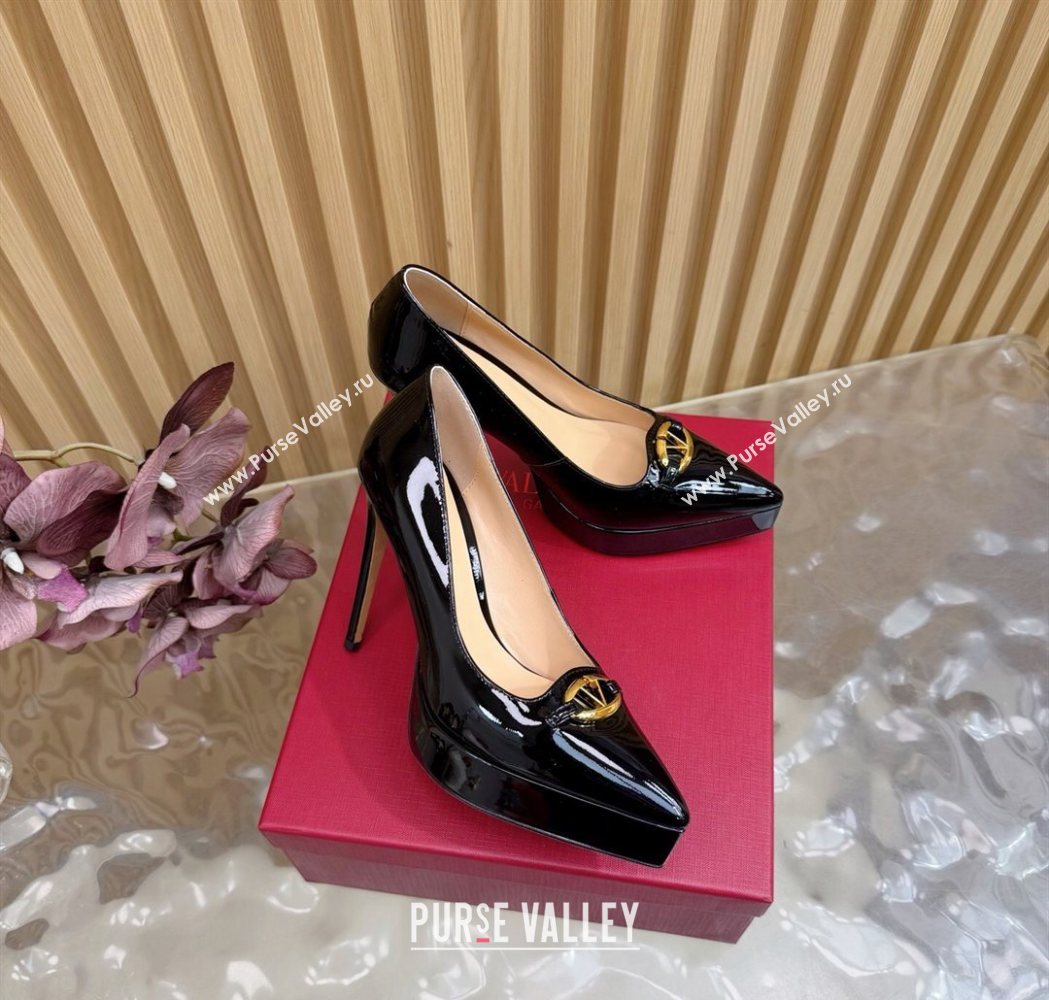 Valentino The Bold Edition VLogo Platform Pumps 11.8cm in Patent Leather Black 2025 VLTN121602 (MD-251216014)