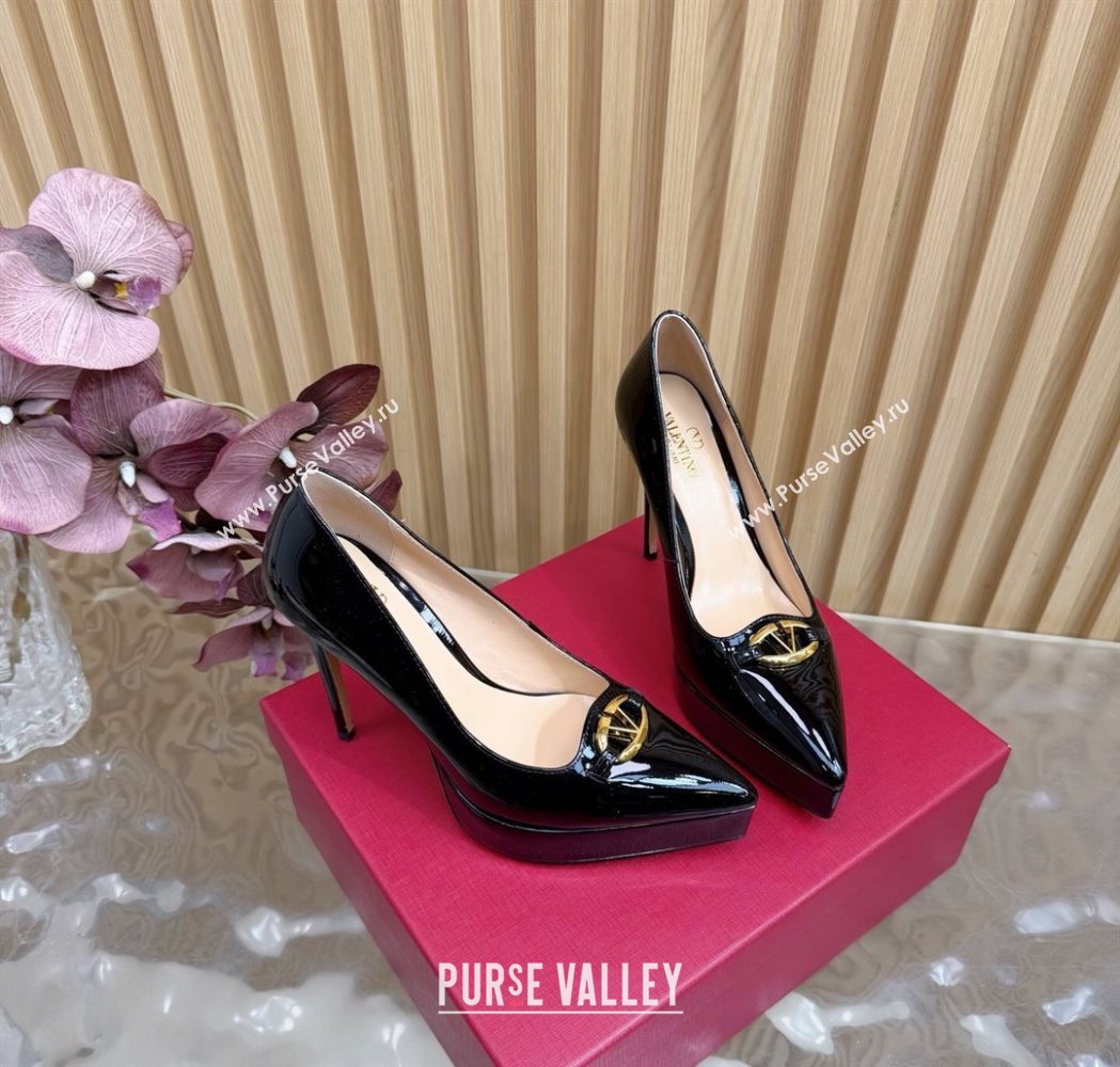 Valentino The Bold Edition VLogo Platform Pumps 11.8cm in Patent Leather Black 2025 VLTN121602 (MD-251216014)