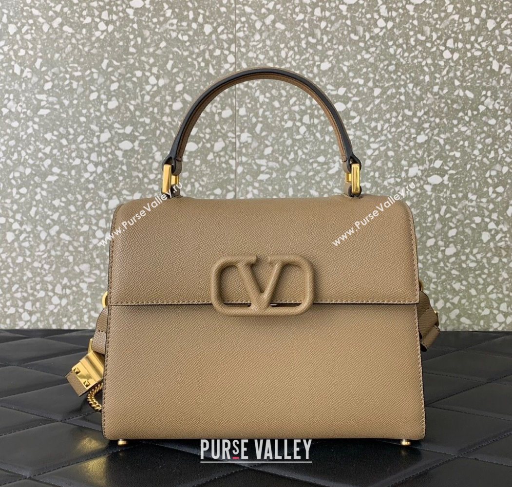 Valentino Medium VSLING Grainy Calfskin Handbag Khaki 2025 2828 (LKF-250626005)