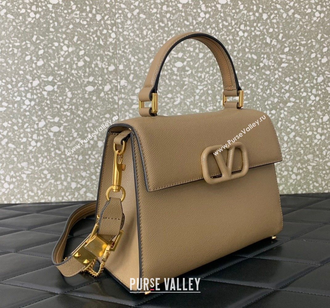 Valentino Medium VSLING Grainy Calfskin Handbag Khaki 2025 2828 (LKF-250626005)