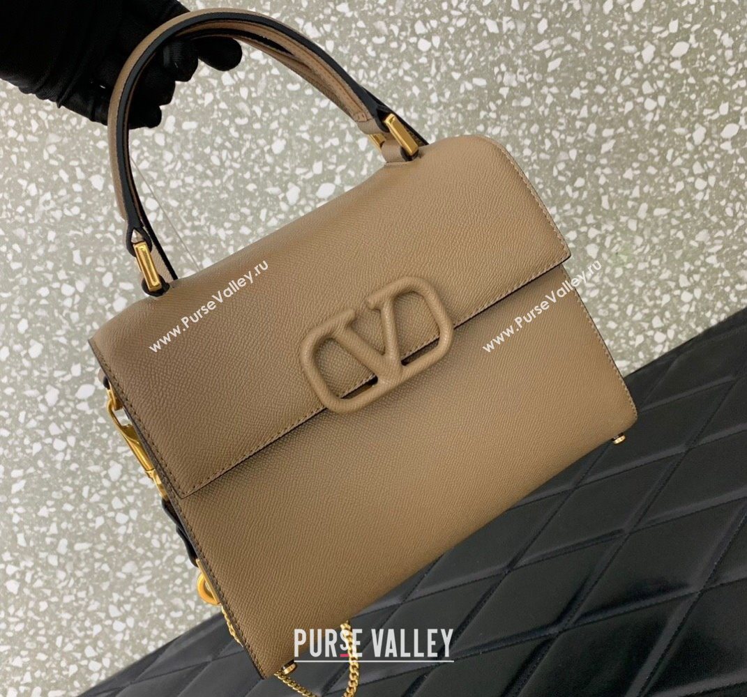 Valentino Medium VSLING Grainy Calfskin Handbag Khaki 2025 2828 (LKF-250626005)