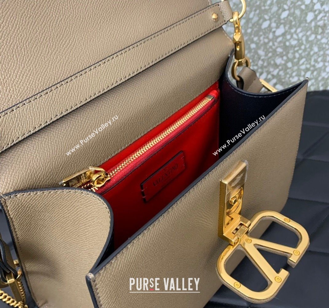 Valentino Medium VSLING Grainy Calfskin Handbag Khaki 2025 2828 (LKF-250626005)