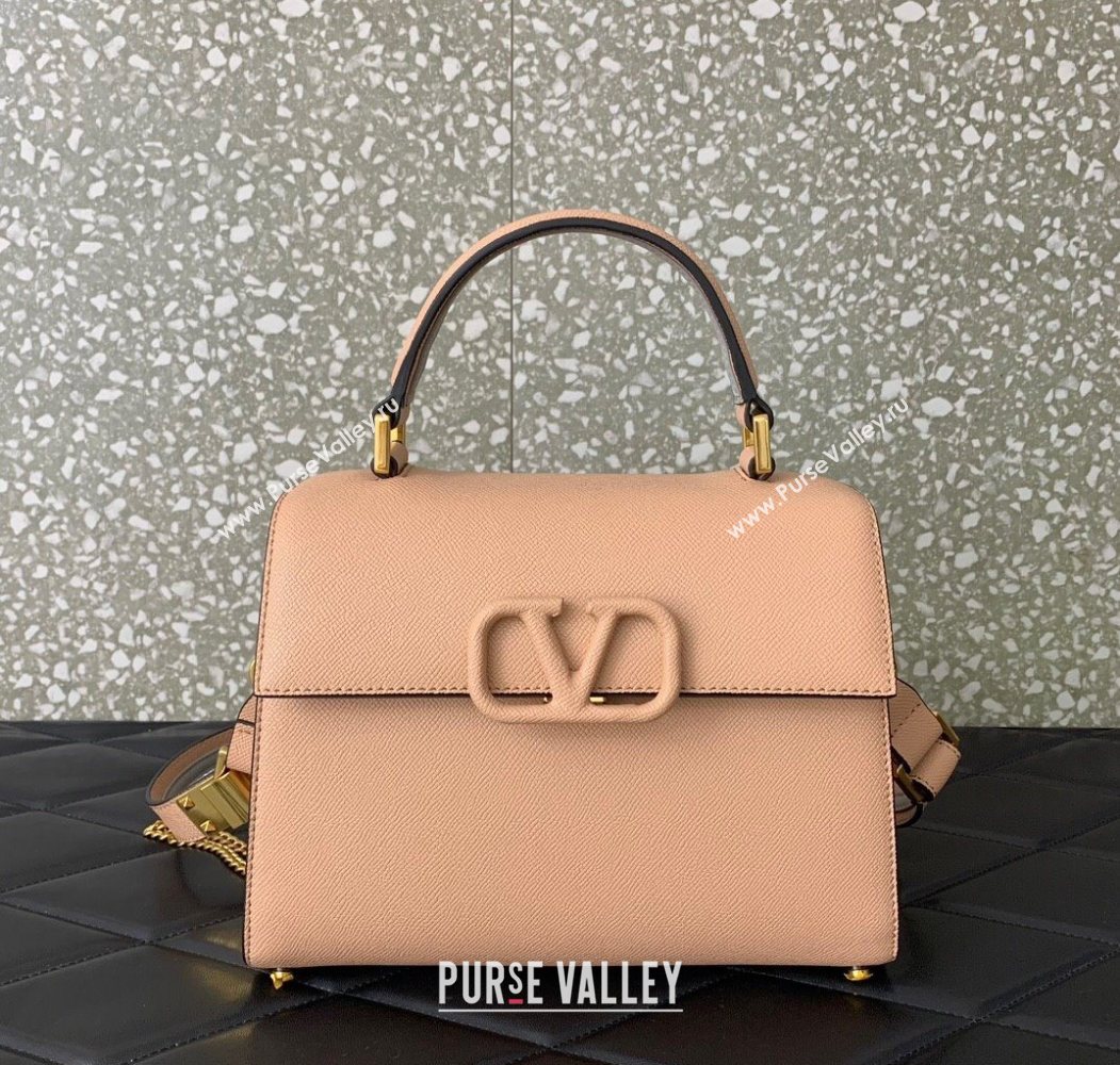 Valentino Medium VSLING Grainy Calfskin Handbag Light Pink 2025 2828 (LKF-250626004)