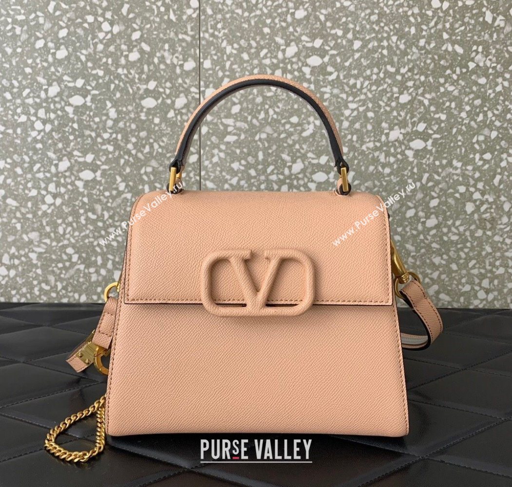 Valentino Small VSLING Grainy Calfskin Handbag Light Pink 2025 2727 (LKF-250626010)