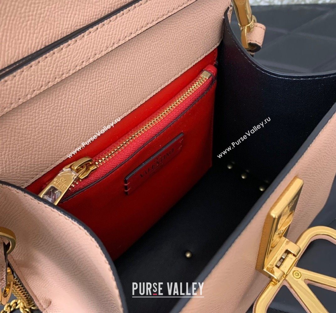 Valentino Small VSLING Grainy Calfskin Handbag Light Pink 2025 2727 (LKF-250626010)