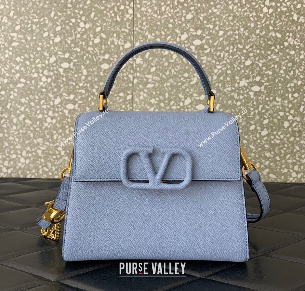Valentino Small VSLING Grainy Calfskin Handbag Blue 2025 2727 (LKF-250626011)