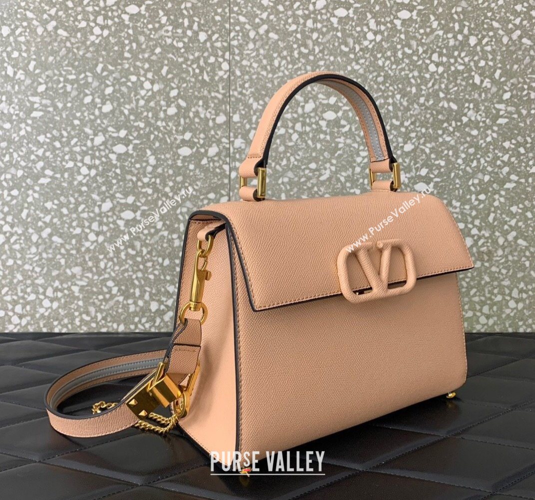 Valentino Medium VSLING Grainy Calfskin Handbag Light Pink 2025 2828 (LKF-250626004)