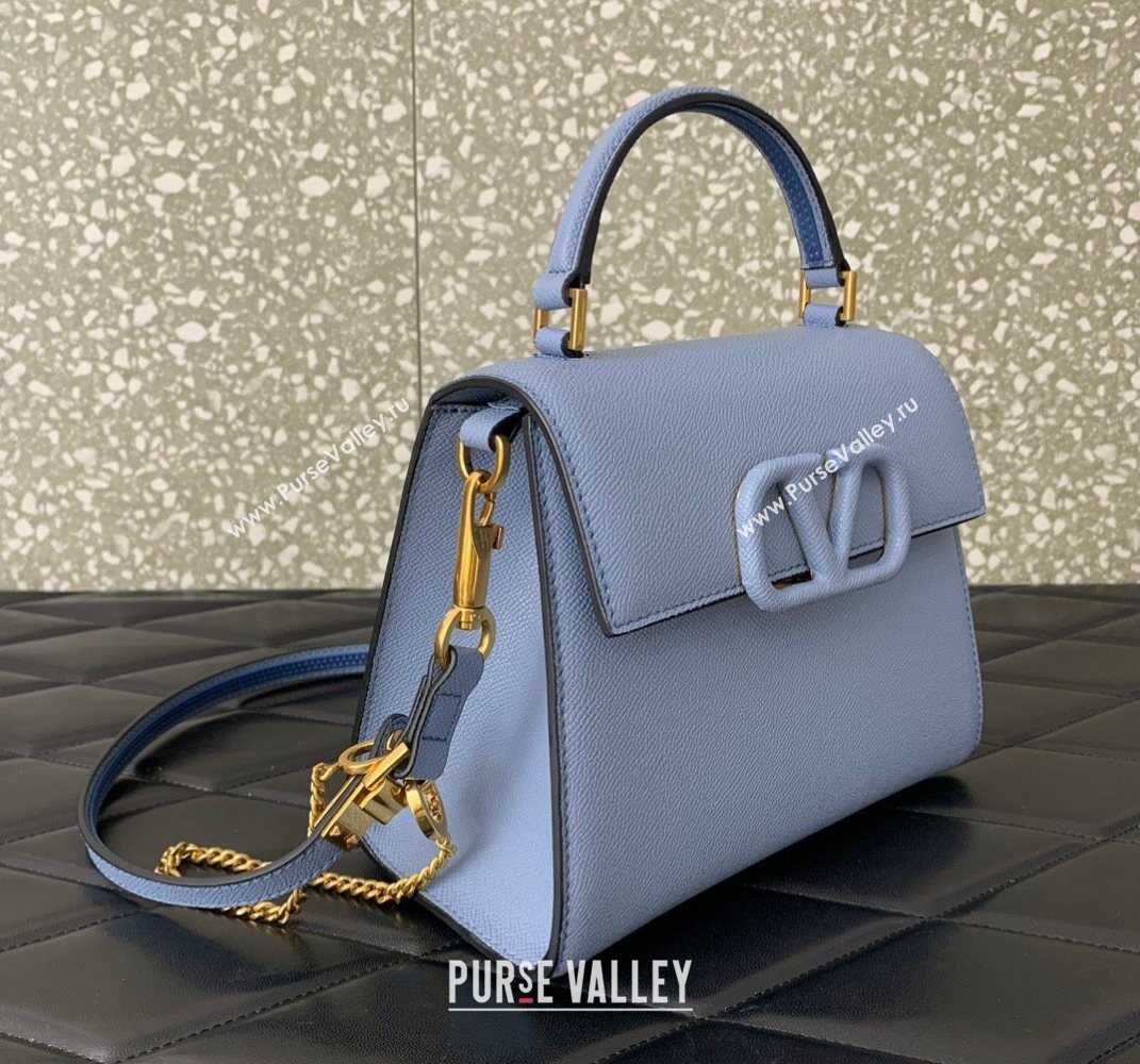 Valentino Small VSLING Grainy Calfskin Handbag Blue 2025 2727 (LKF-250626011)