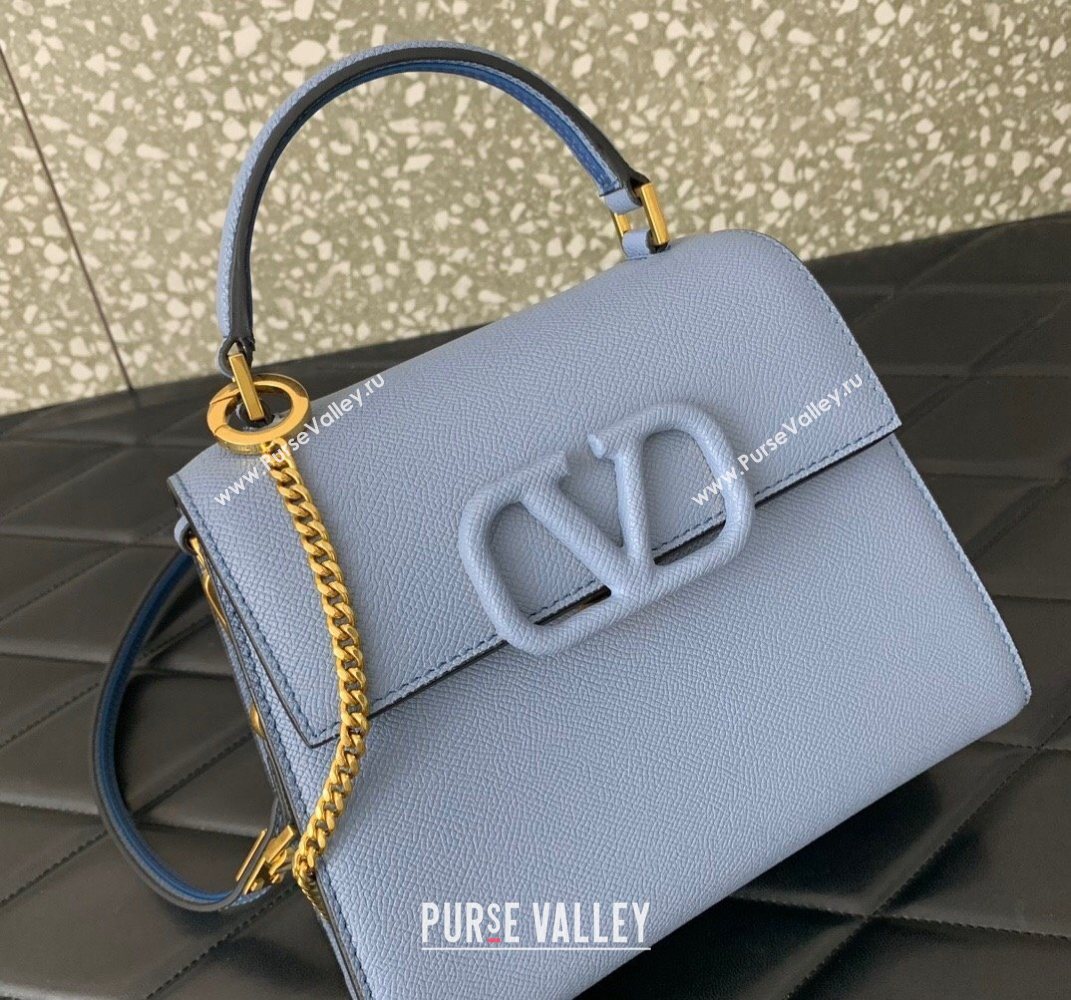 Valentino Small VSLING Grainy Calfskin Handbag Blue 2025 2727 (LKF-250626011)