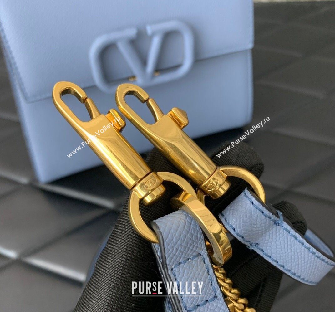 Valentino Small VSLING Grainy Calfskin Handbag Blue 2025 2727 (LKF-250626011)