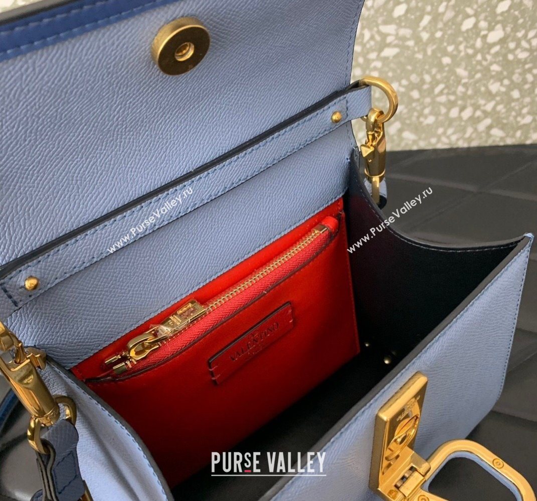 Valentino Small VSLING Grainy Calfskin Handbag Blue 2025 2727 (LKF-250626011)