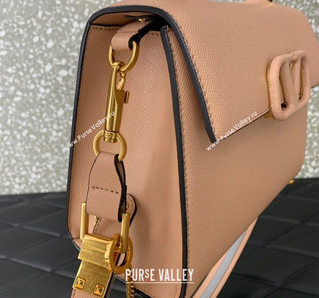 Valentino Medium VSLING Grainy Calfskin Handbag Light Pink 2025 2828 (LKF-250626004)