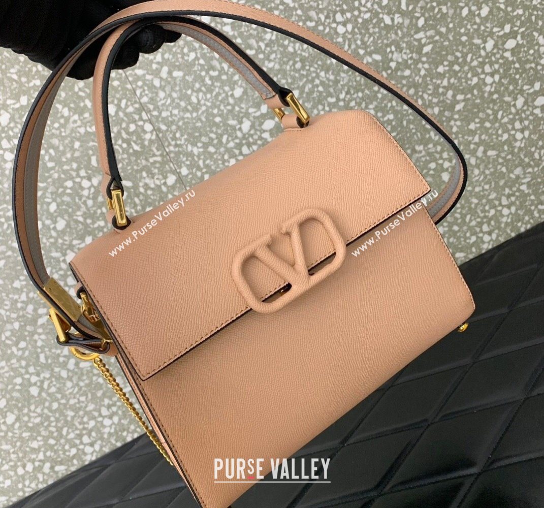 Valentino Medium VSLING Grainy Calfskin Handbag Light Pink 2025 2828 (LKF-250626004)