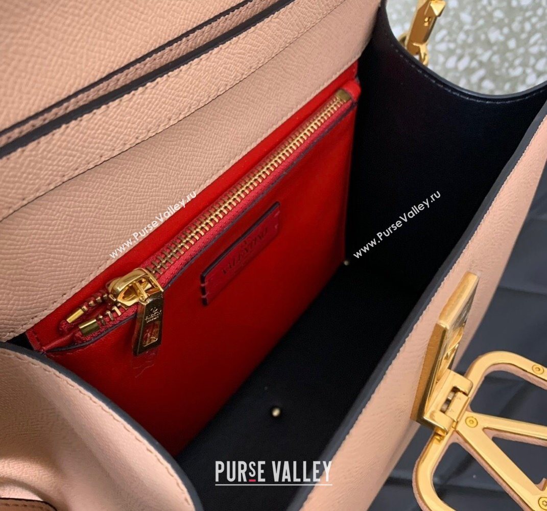 Valentino Medium VSLING Grainy Calfskin Handbag Light Pink 2025 2828 (LKF-250626004)