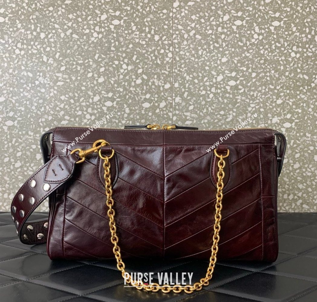 Valentino Panthea HandBag in V Shiny and Matte Nappa Leather Dark Burgundy 2026 0070 (LKF-260120009)