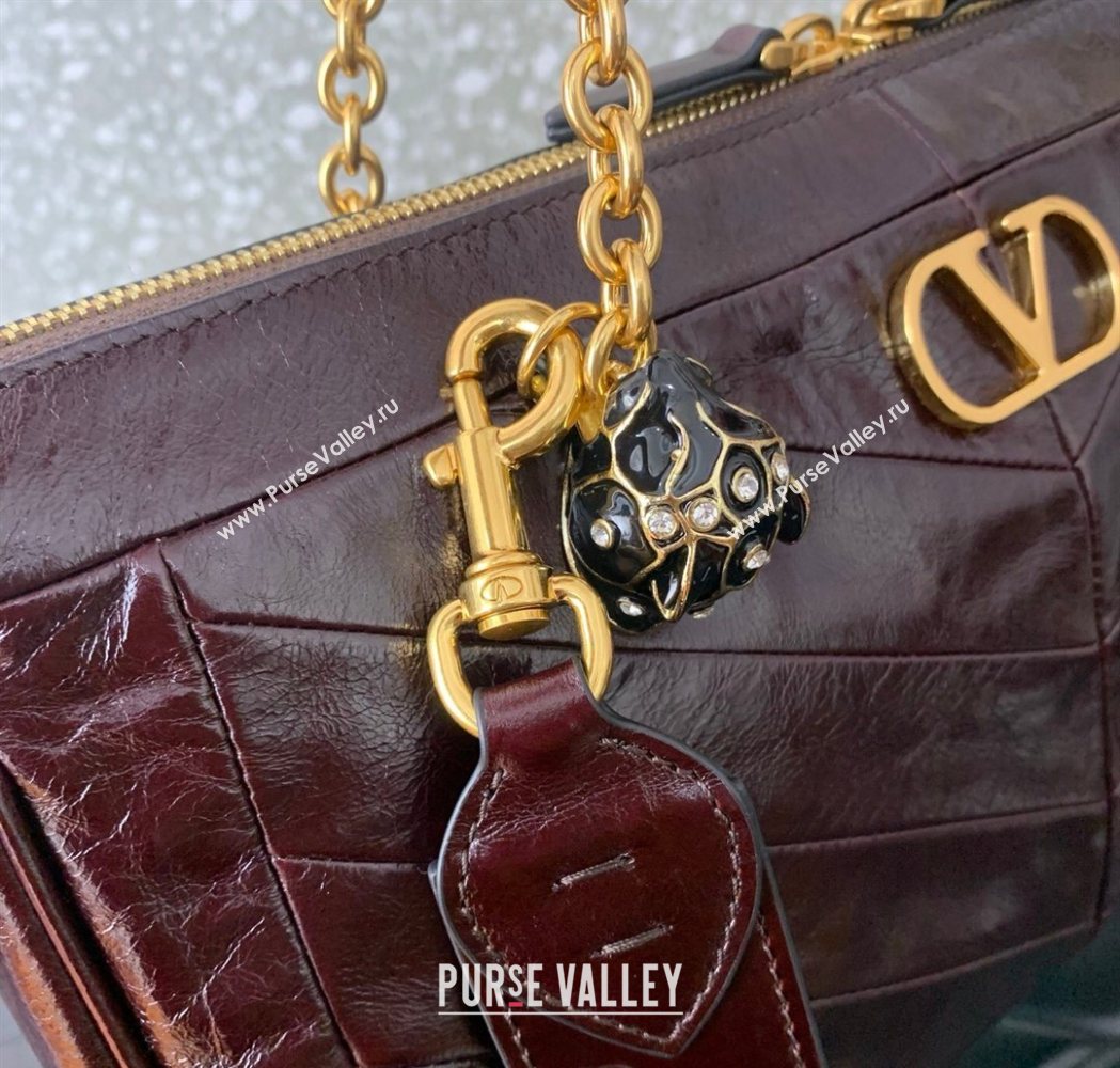 Valentino Panthea HandBag in V Shiny and Matte Nappa Leather Dark Burgundy 2026 0070 (LKF-260120009)