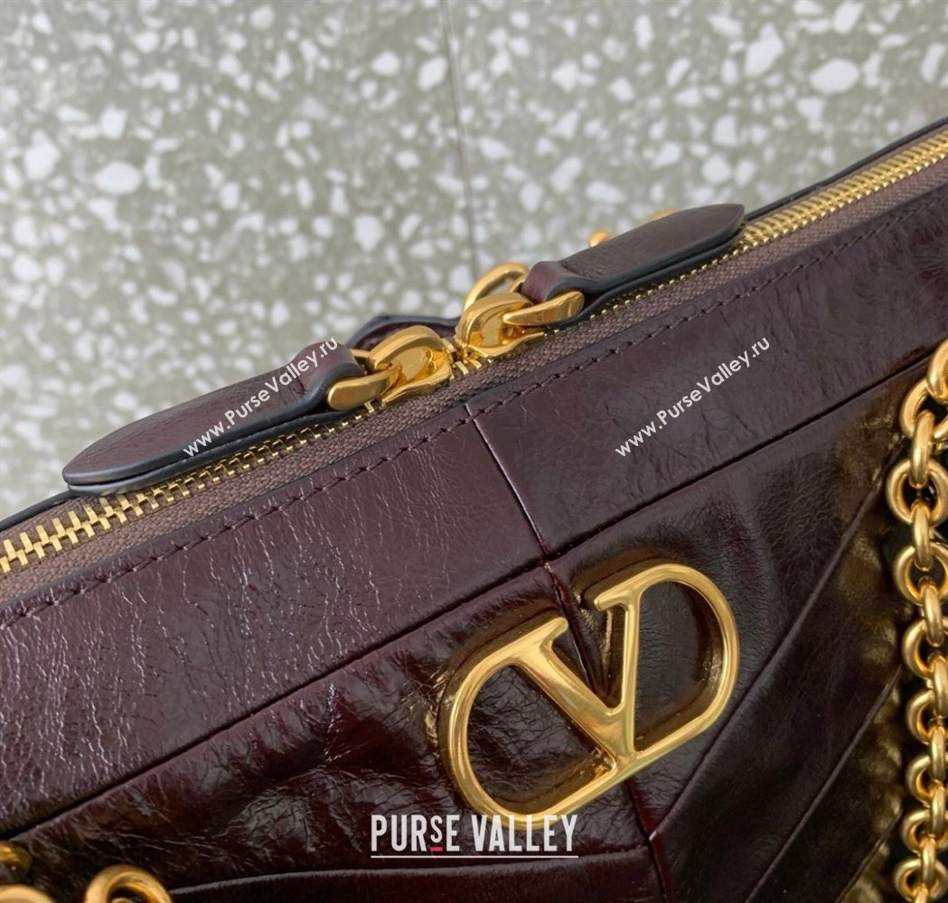 Valentino Panthea HandBag in V Shiny and Matte Nappa Leather Dark Burgundy 2026 0070 (LKF-260120009)