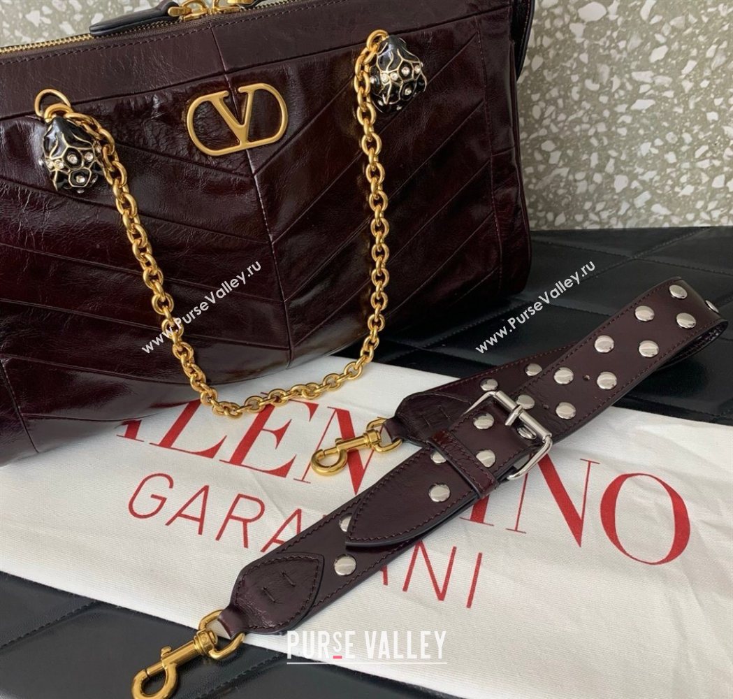 Valentino Panthea HandBag in V Shiny and Matte Nappa Leather Dark Burgundy 2026 0070 (LKF-260120009)