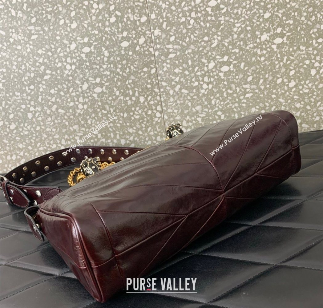 Valentino Panthea HandBag in V Shiny and Matte Nappa Leather Dark Burgundy 2026 0070 (LKF-260120009)
