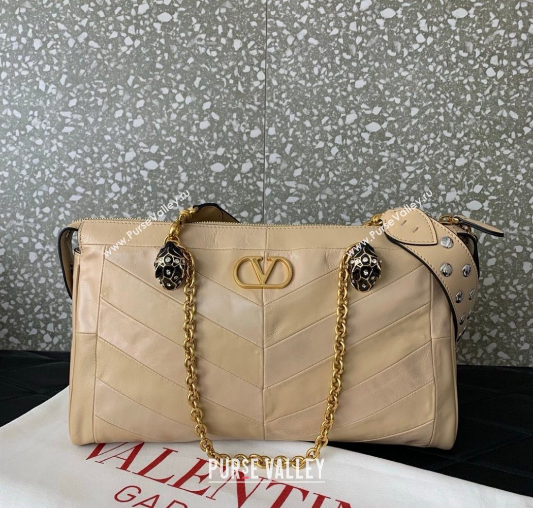 Valentino Panthea HandBag in V Shiny and Matte Nappa Leather Nude 2026 0070 (LKF-260120010)