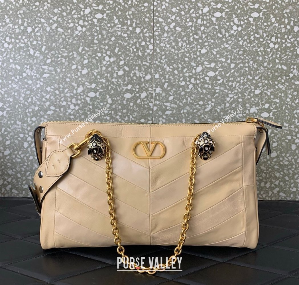 Valentino Panthea HandBag in V Shiny and Matte Nappa Leather Nude 2026 0070 (LKF-260120010)