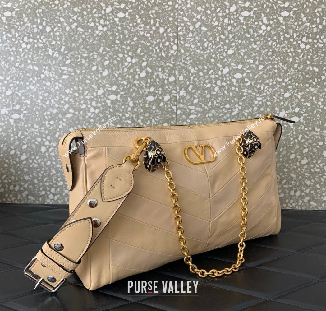 Valentino Panthea HandBag in V Shiny and Matte Nappa Leather Nude 2026 0070 (LKF-260120010)