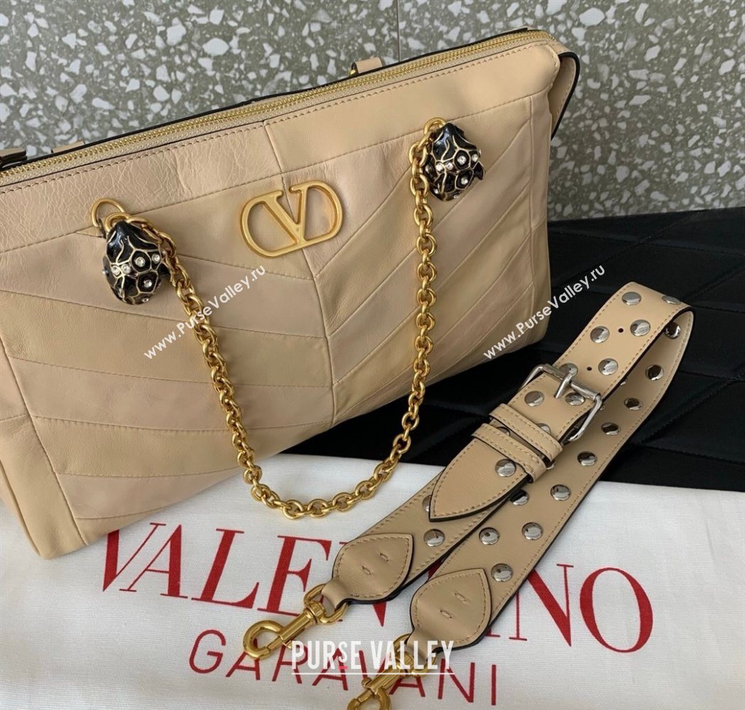 Valentino Panthea HandBag in V Shiny and Matte Nappa Leather Nude 2026 0070 (LKF-260120010)
