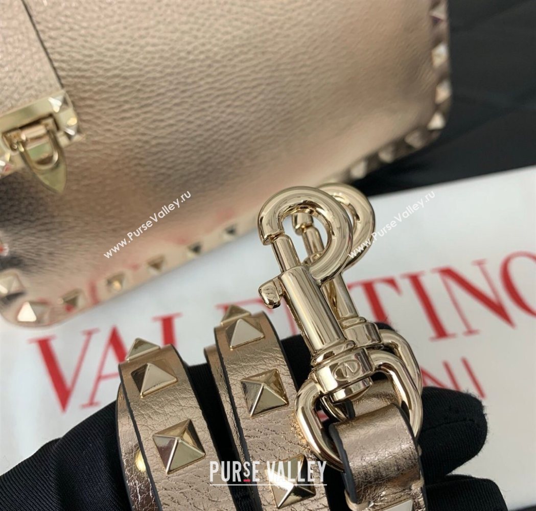 Valentino Small Rockstud Crossbody Bag in Metallic Grainy Calfskin Rose Gold 2025 VLTN0311 (LKF-260120023)