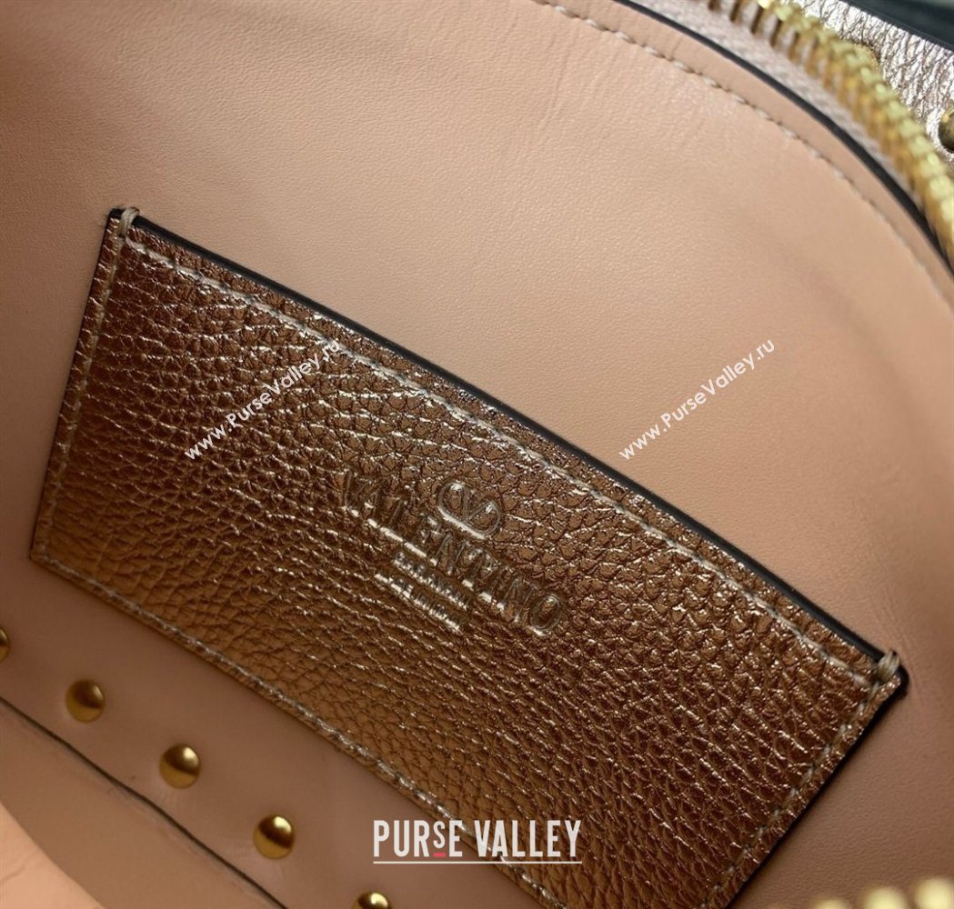 Valentino Small Rockstud Crossbody Bag in Metallic Grainy Calfskin Rose Gold 2025 VLTN0311 (LKF-260120023)