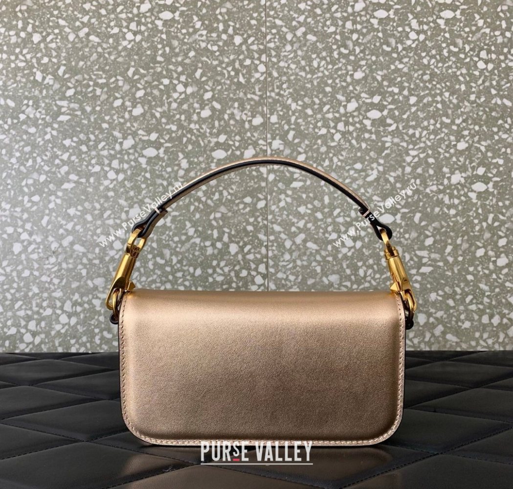 Valentino Loco Small Shoulder Bag in Laminated Calfskin with Jewel Logo Rose Gold 2025 5061 (LKF-260120025)